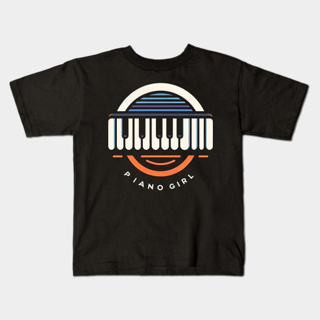 keyboard piano girl Kids T-Shirt by WorldByFlower